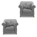 Ver imagem 1 de Kit 2 Poltronas Veludo Cinza Grafite Pés Castanho