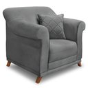 Ver mais imagens de Kit 2 Poltronas Veludo Cinza Grafite Pés Castanho