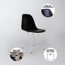 Ver imagem 4 de Mesa De Jantar Eames Eiffel Amêndoa 90cm Quadrada Com 4 Cadeiras Pretas Base Ferro Branco