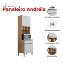 Ver imagem 5 de Paneleiro Duplo Andréia 4 Portas e 1 Gaveta com Nicho Garrafeiro Amêndoa/branco