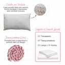 Ver imagem 2 de Enxoval Cama Infantil Rosa Classe a com Lençol Trança Travesseiro e Fronha Conforto Premium