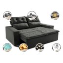 Ver imagem 3 de Sofá Retrátil e Reclinável 1.50m Cama Inbox Smal com Bordado Pantográfico Suede Cinza