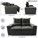Ver imagem 2 de Sofá Retrátil e Reclinável 1.50m Cama Inbox Smal com Bordado Pantográfico Suede Cinza