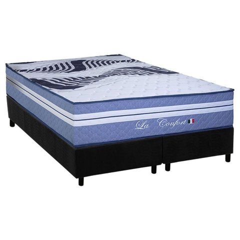 Cama Box Queen: Colchão Molas Masterpocket Ensacadas Paropas La Confort + Base Crc Suede Black (