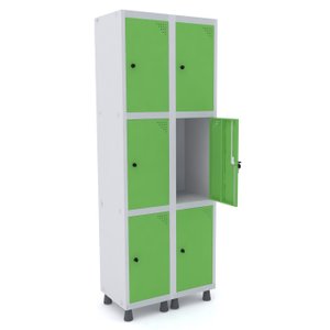 ROUPEIRO DE AÇO 2M 06 PORTAS PITÃO PANDIN - CINZA/VERDE GRP 502/6 DI