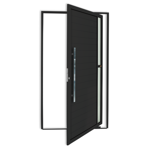 Porta Pivotante Alumínio Lambril Visione c/Puxador e.Preto 100 Brimak