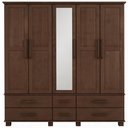Ver imagem 2 de Guarda Roupa Casal com Espelho 5 Portas 6 Gavetas 208cm Madeira Maciça Zahav F06 Café - Lyam Decor