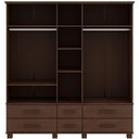 Ver mais imagens de Guarda Roupa Casal com Espelho 5 Portas 6 Gavetas 208cm Madeira Maciça Zahav F06 Café - Lyam Decor