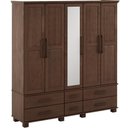Ver imagem 7 de Guarda Roupa Casal com Espelho 5 Portas 6 Gavetas 208cm Madeira Maciça Zahav F06 Café - Lyam Decor