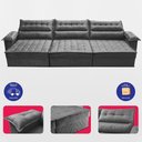 Ver imagem 5 de Sofá Retrátil e Reclinável 3,90m com Molas e Espuma D33 Thunder Velusoft Cinza Cama Inbox