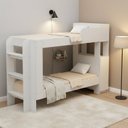 Ver imagem 1 de Cama Beliche Adulto Junevil Baú Superior com Escadas Armário de 1 Porta Branco/Pint