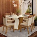 Ver imagem 1 de Conjunto Sala Jantar Mesa 160 cm Tampo MDF Vidro 6 Cadeir Layla Essence Casa 812