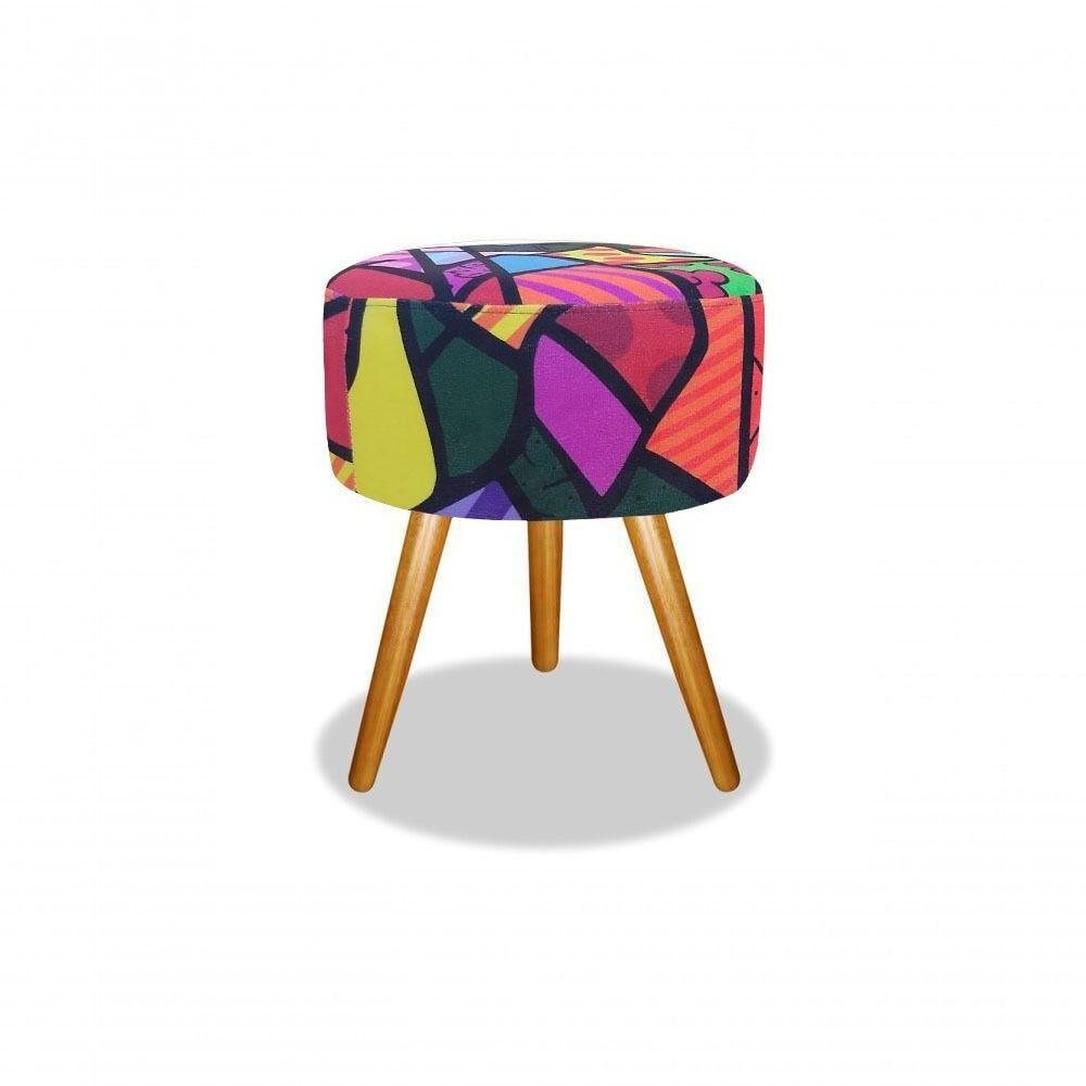Puff para Sala e Hall De Entrada Redondo Romero Britto | MadeiraMadeira