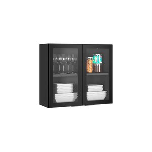 Armário Aéreo Alto c/Vidro Cozinhas Itatiaia Exclusive - 2 Portas - Grafite