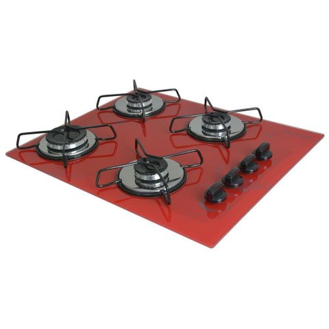 Cooktop 4bocas Ultra Chama 127/220v Marmo Vermelho
