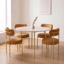 Ver imagem 1 de Cadeira Sala de Jantar Margara Kit 4 Aço Dourado Bouclê Ted D03 - D'Rossi