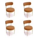 Ver imagem 4 de Cadeira Sala de Jantar Margara Kit 4 Aço Dourado Bouclê Ted D03 - D'Rossi