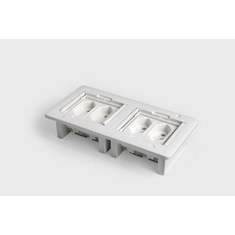 Caixa Retangular de embutir com 4 Tomadas Flex Branco