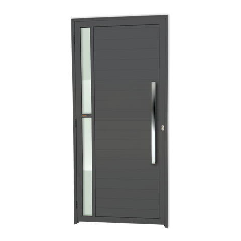 Porta Alumínio Lambril Visione c/Puxador D.Cinza 100 Brimak