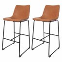 Ver imagem 1 de Kit 2 Banquetas Altas Com Encosto Alto Estofado Para Cozinha Ilha Luxo Munich Brusque Caramelo