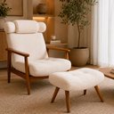 Ver imagem 2 de Kit Poltrona com Puff Lira Fixo Bouclé Off White - Sallar Home