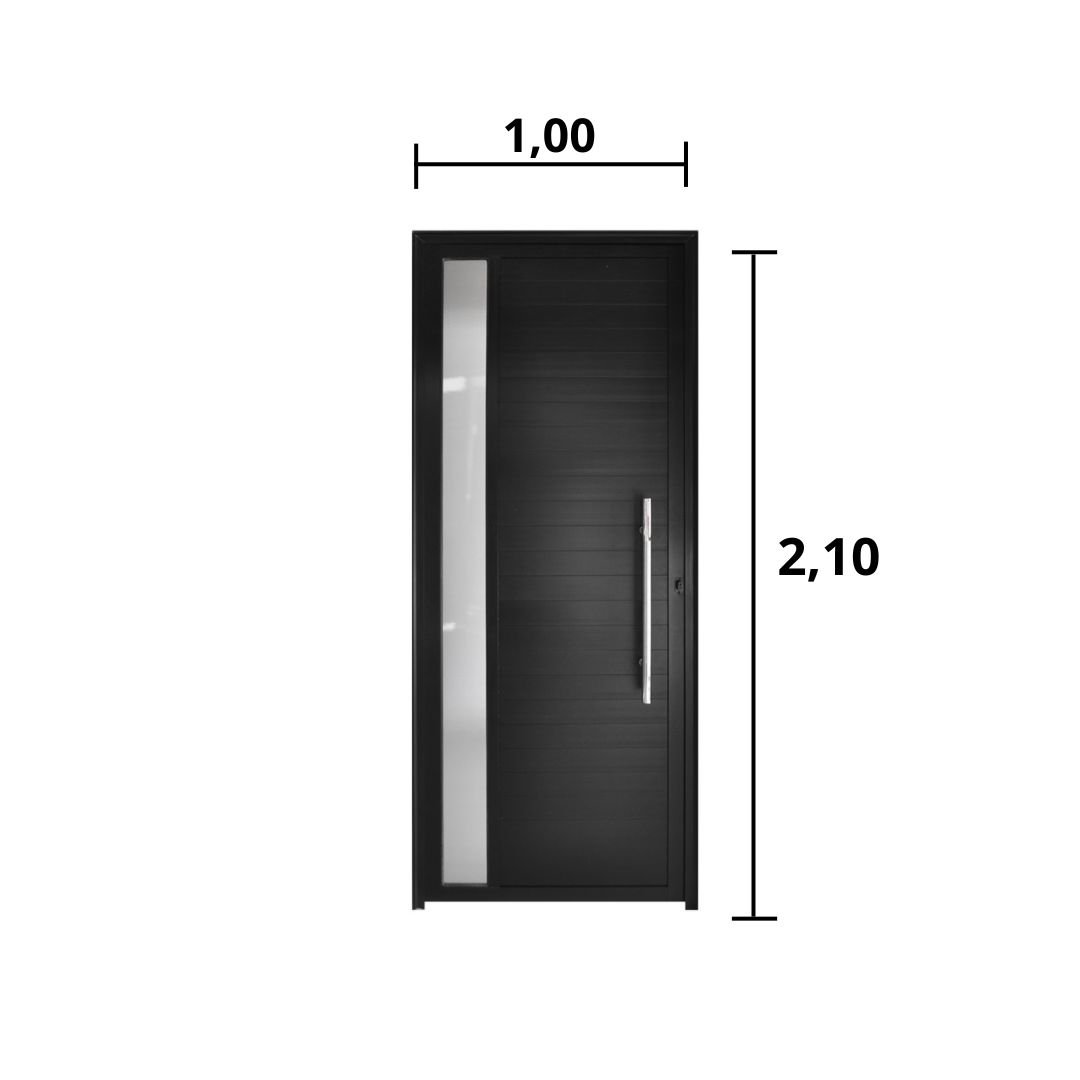 Porta Lambril C/Visor e Puxador Aluminio Preto 2.10 x 1.00 Lado Esquerdo - Hale - 3