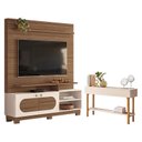 Ver imagem 1 de Estante Home Theater Axis Castanho Off White com Aparador Fiero Off White - Hb Móveis
