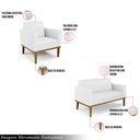 Ver imagem 3 de Conjunto Poltrona e Namoradeira Decorativa Isabella Pés Fixo em Madeira Castanho Pu Branco G19 - Gra