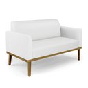 Ver imagem 7 de Conjunto Poltrona e Namoradeira Decorativa Isabella Pés Fixo em Madeira Castanho Pu Branco G19 - Gra