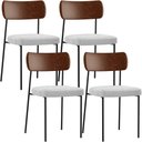 Ver imagem 3 de Kit 04 Cadeiras Estofadas para Sala de Jantar Melina L02 Couríssimo Marrom Bouclê Cinza - Lyam