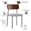 Ver imagem 4 de Kit 04 Cadeiras Estofadas para Sala de Jantar Melina L02 Couríssimo Marrom Bouclê Cinza - Lyam