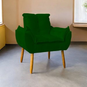 Poltrona Amamentação e Poltrona Opala Verde Suede com Pés Palito - Jrc Móveis