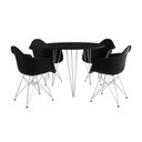 Ver imagem 6 de Mesa Jantar Redonda 90cm Preta Clips 3 Pés com 4 Poltronas Pretas Ferro Branco Preto