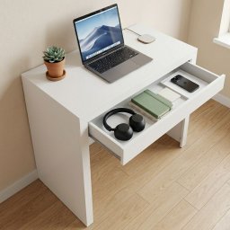 Escrivaninha Mesa Escritório com ME4107 1 Gaveta 90cm Branco - 5 Escrivaninha Mesa Escritório com ME4107 1 Gaveta 90cm Branco - 5