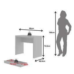 Escrivaninha Mesa Escritório com ME4107 1 Gaveta 90cm Branco - 4 Escrivaninha Mesa Escritório com ME4107 1 Gaveta 90cm Branco - 4