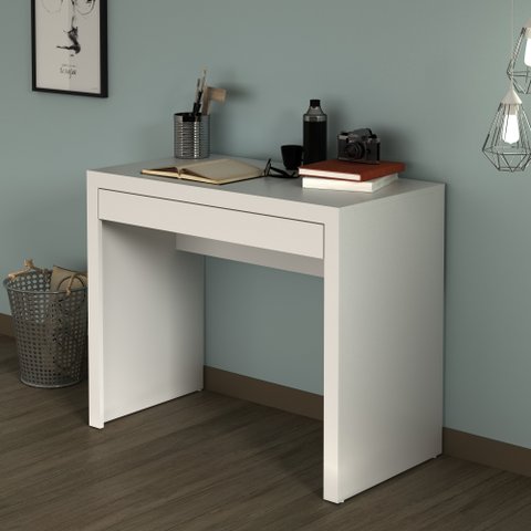 Escrivaninha Mesa Escritório com ME4107 1 Gaveta 90cm Branco