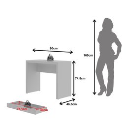 Escrivaninha Mesa Escritório com ME4107 1 Gaveta 90cm Branco - 4