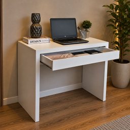 Escrivaninha Mesa Escritório com ME4107 1 Gaveta 90cm Branco - 17 Escrivaninha Mesa Escritório com ME4107 1 Gaveta 90cm Branco - 17