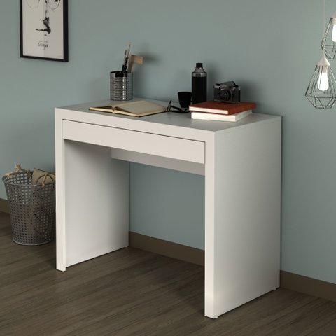 Escrivaninha Mesa Escritório com ME4107 1 Gaveta 90cm Branco