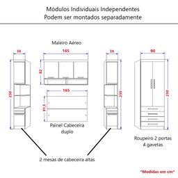 Guarda Roupa Dormitório Modulado Alpes Casal 1,58 m Queen - Roupeiro Luciane M02:Avelã - 5