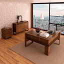 Ver mais imagens de Conjunto Escritório Completo Mesa em L Gaveteiro e Balcão Cor: Nogal