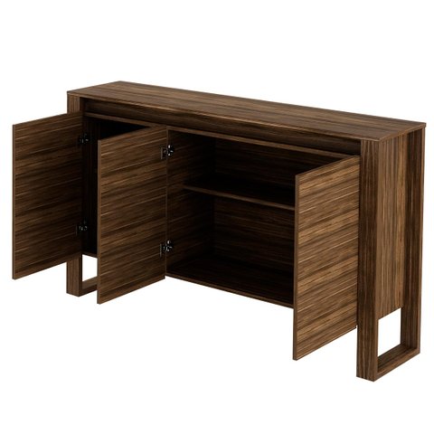 Conjunto Escritório Completo Mesa em L Gaveteiro e Balcão Cor: Nogal