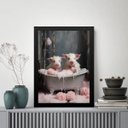 Ver imagem 1 de Quadro Decorativo para Banheiro - Porquinhos 24x18cm - com Vidro:moldura Branca