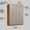 Ver imagem 4 de Guarda Roupa Casal 4 Portas Atore Nogueira Nude Prime Tx Demartez