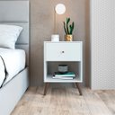 Ver imagem 1 de Mesa de Cabeceira 1 Gaveta Re001 Placa e Ponto Cor: Branco