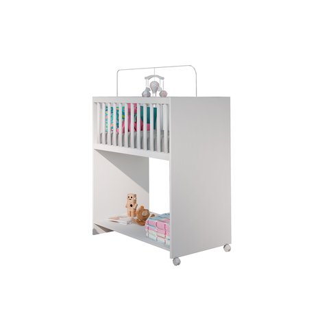 Mini Berço Chiqueirinho 2 em 1 com Rodízios e Colchão Baby:branco