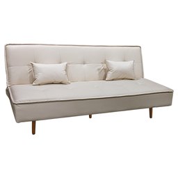 Sofá Cama Silver 3 Lugares Reclinável 1,92 Material Sintético Bege - Star Confort - 5