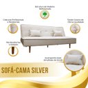 Ver imagem 3 de Sofá Cama Silver 3 Lugares Reclinável 1,92 Material Sintético Bege - Star Confort