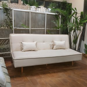 Sofá Cama Silver 3 Lugares Reclinável 1,92 Material Sintético Bege - Star Confort