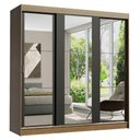 Ver imagem 2 de Guarda-Roupa Casal Madesa Reno 3 Portas de Correr de Espelho Rustic/Preto Cor:Rustic/Preto